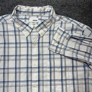 Sonoma Goods For Life Mens 2XB Blue White Plaid Button Down Shirt Big Tall